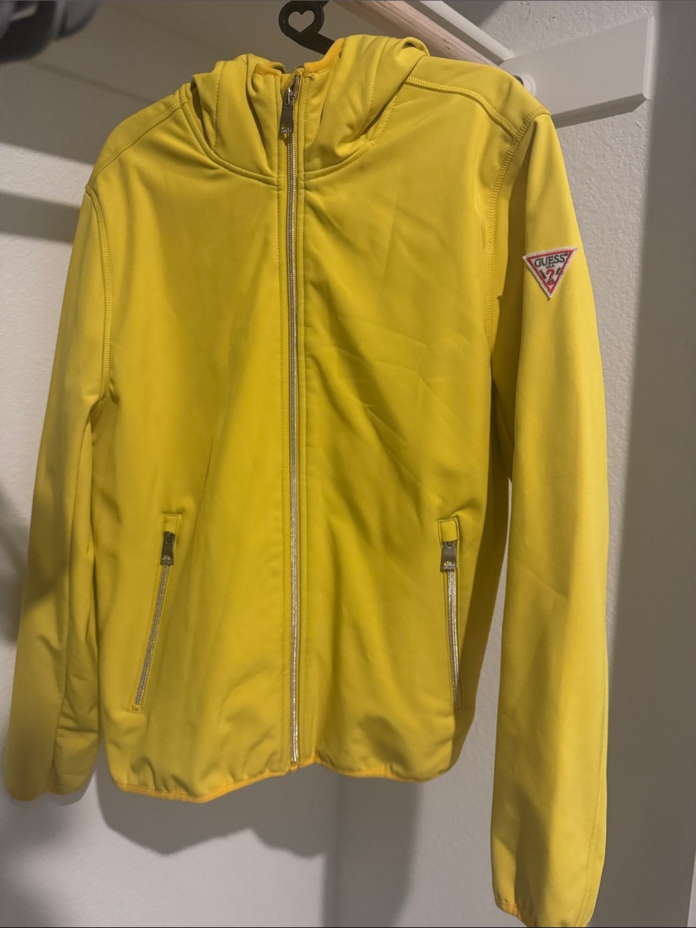 GUESS Bright Yellow Hooded Zip-Up Jacket for Women